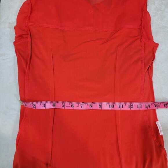 Joseph RIbkoff Vibrant Deep Orange Chiffon Blouse with Pleated Dolman Sleeves - Picture 7 of 8